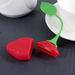 Цена за 2 шт. Ситечко для чая Доляна «Клубника», 5×19 см, красное