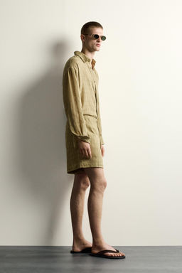BERMUDA JACQUARD CUADROS LINO - ALGOD?N / Khaki claro - Zara фото 4