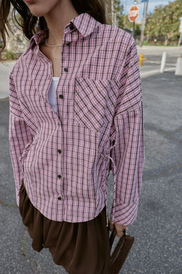 CAMISA CUADROS MULTIPOSICI?N / Rosa / Blanco