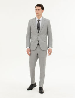 A__k Gri Extra Slim Fit Y_n Tak_m Elbise
