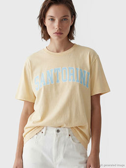 Santorini Bask?l? Oversize Kad?n Ti??rt
