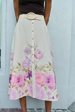 FLORAL PRINT MIDI SKIRT - Zara фото 3