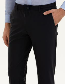 Тканевые брюки узкого кроя темно-синего цвета - Cacharel фото 6