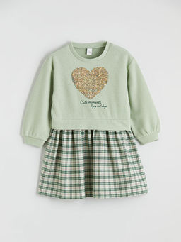 Kalp Desenli K?z ?ocuk F?rf?rl? Elbise