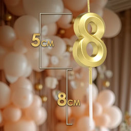 Цена за 2 шт. Свеча в торт на шпажке «Цифра 8», золотая, 5 см