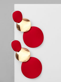 Серьги металл Азелия круги, трио, цвет красный в золоте