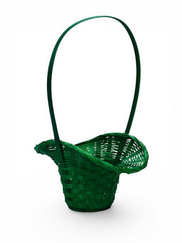 Корзина плетёная для хранения «Шляпа», 21×18×14 см, ручка h=15 см, бамбуковая, зелёная, Greengo