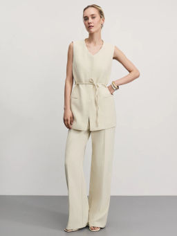 Брюки прямого кроя из хлопка и вискозы / Zarina