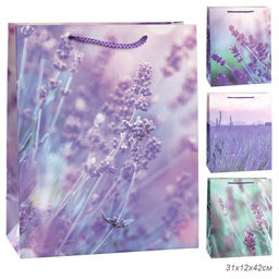 Цена за 12 шт. Пакет подарочный 31x42x12см Лаванда / 3205XL /уп 12/300/