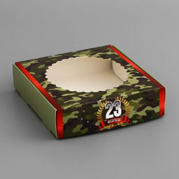 Цена за 5 шт. Коробка подарочная сборная с окном, упаковка, С 23 Февраля, 11.5?11.5?3 см