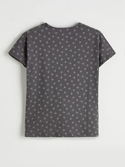 V Yaka Fiyonk Bask?l? Hamile Pijama Tak?m?