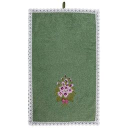 ПОЛОТЕНЦЕ ФИАЛКА,30Х50. МАХРА,ЗЕЛЁНЫЙ ,ВЫШИВКА,100 - Lefard фото 2