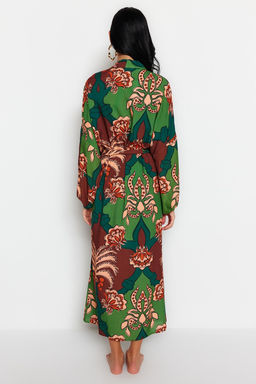 Tropikal Desenli Kusakl? Maxi Dokuma %100 Pamuklu Plaj Kimono&Kaftan TBESS23KM00057 - Trendyolmilla фото 6