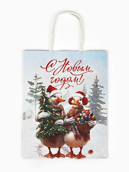 Набор пакетов крафтовых «С Новым счастьем!», 10 шт, 21 × 27 × 11 см