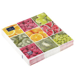 Салфетки бумажные Art Bouquet 33х33см, 3-х слойные, 20 штук в упаковке, 100% целлюлоза, Фруктовое ассорти (Россия)