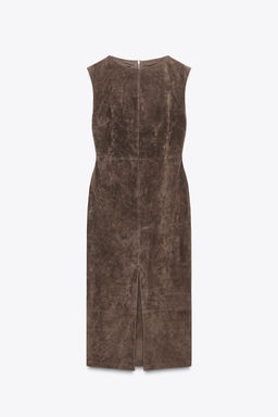 100% LEATHER MIDI DRESS - Zara фото 6