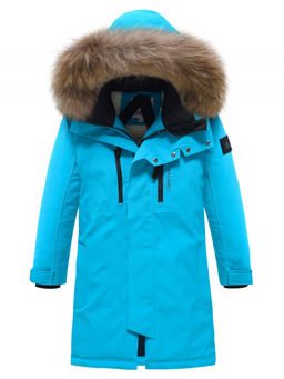 Парка зимняя подростковая для мальчика с капюшоном и мехом голубого цвета 9537Gl - Valianly фото 8