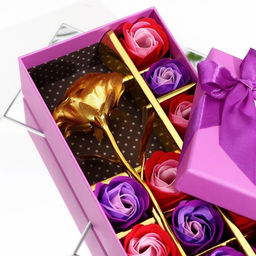 Мыльные розочки цветных оттенков и золотая роза, набор - SB BEAUTY фото 6