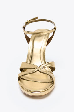 METALLIC-EFFECT HIGH-HEEL SANDALS - Zara фото 12