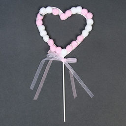 Цена за 12 шт. Топпер Сердце, цвет белый, розовый - Страна карнавалия фото 2