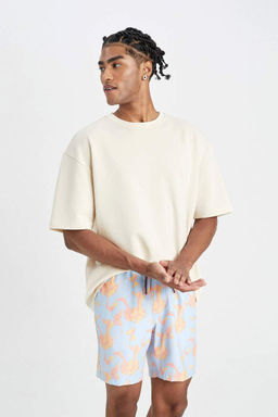 Короткие шорты для плавания стандартного кроя с рисунком - Defacto фото 3