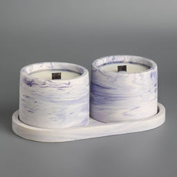 Набор свечей в подсвечнике на подставке «Лофт», соевый воск, деревянный фитиль, бело-фиолетовая