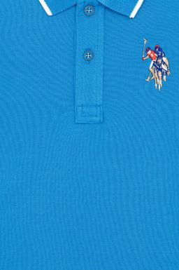 Кобальтовая футболка с воротником поло для мальчиков Basic - U.s. polo assn фото 3