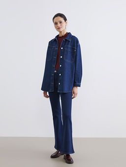 G?mlek Yaka Kad?n Jean Ceket