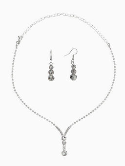 Набор 2 пред-а: серьги, колье "Вечерний шик" минимализм, цвет белый в серебре