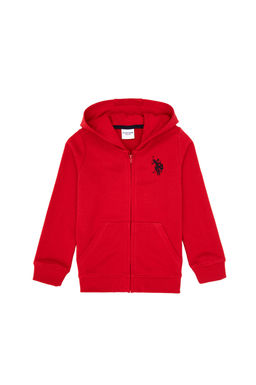 Erkek _ocuk K_rm_z_ Fermuarl_ Kap__onlu _rme H_rka