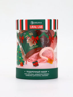 Подарочный набор новогодний в тубусе Лисичка, бомбочка, гель, мочалка, URAL LAB