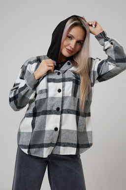 Рубашка женская в клетку с капюшоном РЖКК-01
