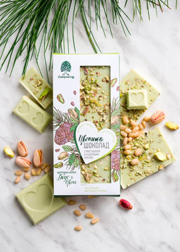 Цветной шоколад с фисташкой и кедровым орехом, 100 г