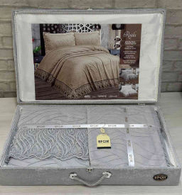 Покрывало EFOR в сундучке ROJDA 240*260 с наволочками 2 шт.(50*70) серый (GRI)