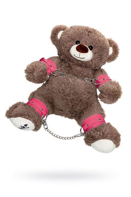 Бондажный набор Pecado BDSM, Медведь бурый, оковы, наручники, натуральная кожа, розовый