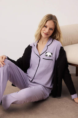 Trendyolmilla Lila Pamuklu Panda Bask?l? Orme Pijama Tak?m? THMAW21PT0245  фото 37