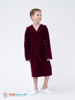 Детский махровый халат с капюшоном темно-бордовый МЗ-04 (122)