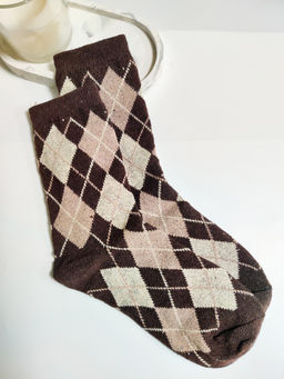 Носки р.37-44 Ромбики с Ворсом Коричневые