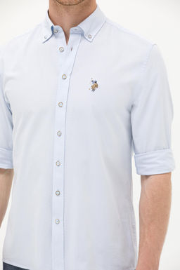 Мужская голубая рубашка с длинным рукавом - U.s. polo assn фото 7