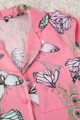 Trendyolmilla Sar? %100 Pamuklu Cicek Desenli Gomlek-Pantolon Orme Pijama Tak?m? THMSS20PT0063 фото 18