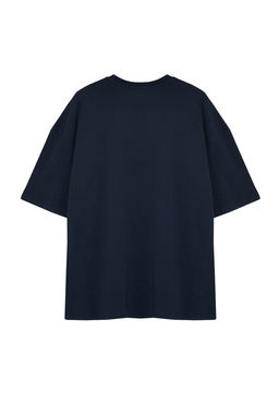 Buyuk Beden Lacivert Oversize/Genis Kesim %100 Pamuklu T-Shirt TMNSS23TS00139