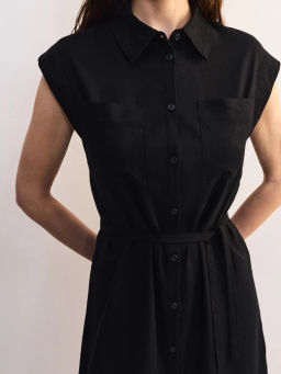 Льняное платье-рубашка с поясом ZR2605012907-50 / Zarina