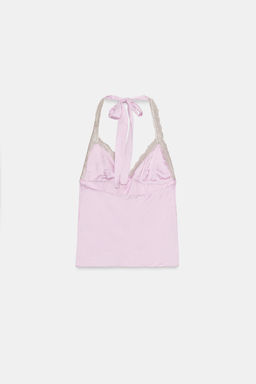 TOP SATINADO ENCAJE LUNARES / Rosas - Zara фото 3