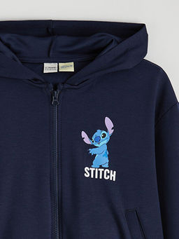 Stitch Bask?l? K?z ?ocuk Soft Touch Fermuarl? Sweatshirt