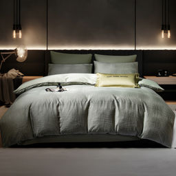 Комплект постельного белья на резинке Сатин-Жаккард Тессоро MTR003 Евро 4 Наволочки