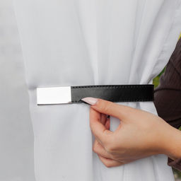 Подхват для штор из кожзаменителя, 35 2,5 см, цвет чёрный - Арт узор фото 3