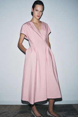 ZW COLLECTION POPLIN DRESS WITH PLEATS - Zara фото 11