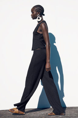 TEXTURED STRAIGHT-FIT TROUSERS - Zara фото 4