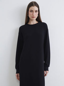 Bisiklet Yaka Y?rtma?l? Sweat Elbise