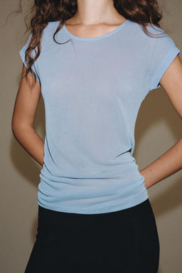 CAMISETA SEMITRANSPARENTE / Azul claro - Zara фото 4